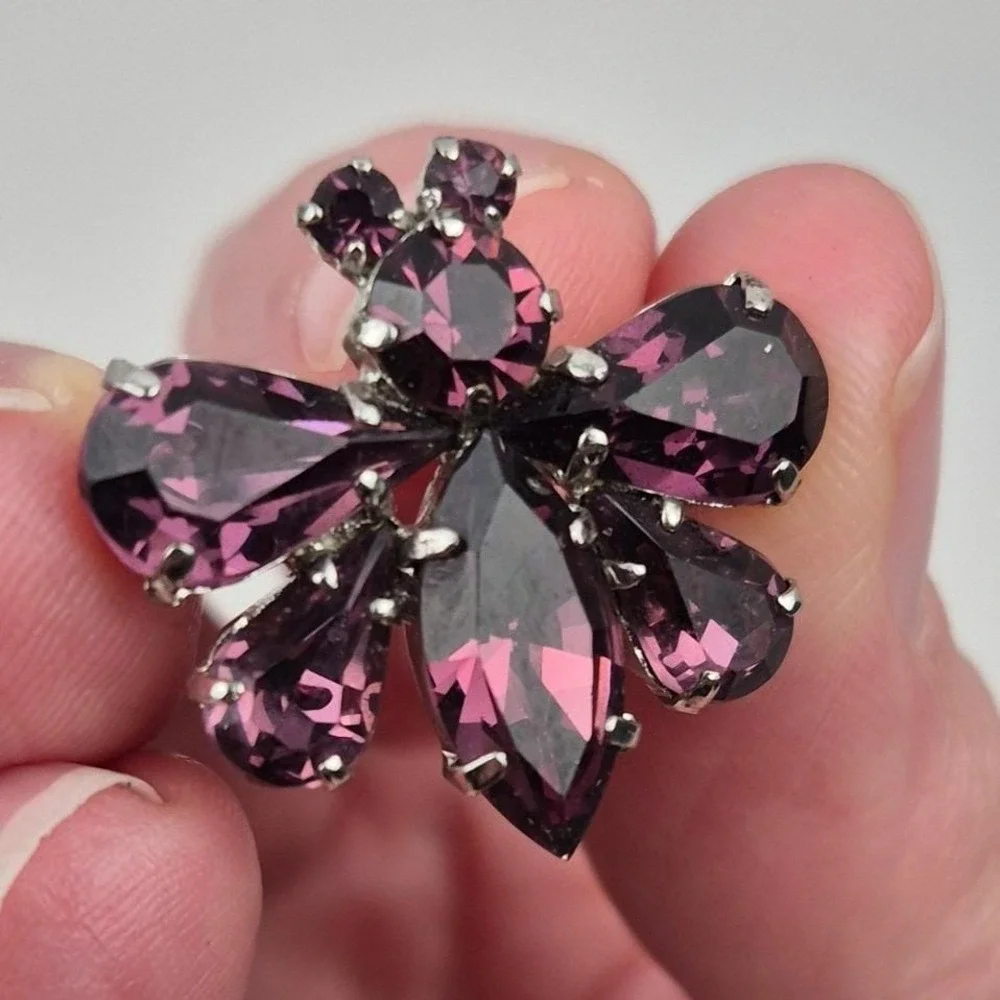 Lot 3 Vtg Rhinestone Brooches 1